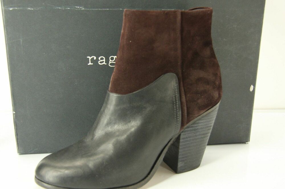 Rag & Bone Kendall Suede Leather Block Heel Ankle Boots size 40 10 New